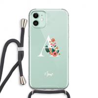 CaseCompany Pink Bouquet: iPhone 11 Transparant Hoesje met koord