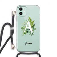 CaseCompany Green Brush: iPhone 11 Transparant Hoesje met koord