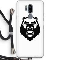 CaseCompany Angry Bear (white): LG G7 Thinq Transparant Hoesje met koord