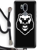 CaseCompany Angry Bear (black): LG G7 Thinq Transparant Hoesje met koord