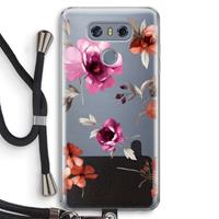 CaseCompany Geschilderde bloemen: LG G6 Transparant Hoesje met koord