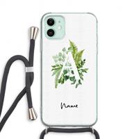 CaseCompany Green Brush: iPhone 11 Transparant Hoesje met koord