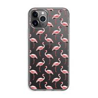 CaseCompany Flamingoprint groen: iPhone 11 Pro Max Transparant Hoesje