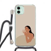 CaseCompany Fresh coffee: iPhone 11 Transparant Hoesje met koord