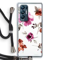 CaseCompany Geschilderde bloemen: Oppo Find X3 Neo Transparant Hoesje met koord
