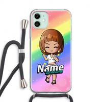 CaseCompany Chibi Maker vrouw: iPhone 11 Transparant Hoesje met koord