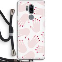 CaseCompany Hands pink: LG G7 Thinq Transparant Hoesje met koord