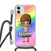 CaseCompany Chibi Maker man: iPhone 11 Transparant Hoesje met koord