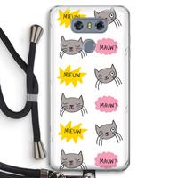 CaseCompany Meow: LG G6 Transparant Hoesje met koord