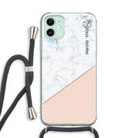 CaseCompany Marmer in stijl: iPhone 11 Transparant Hoesje met koord