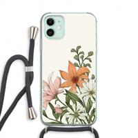 CaseCompany Floral bouquet: iPhone 11 Transparant Hoesje met koord