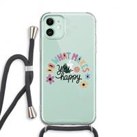 CaseCompany Happy days: iPhone 11 Transparant Hoesje met koord