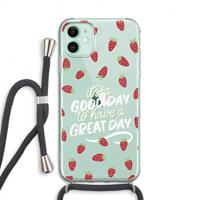 CaseCompany Don't forget to have a great day: iPhone 11 Transparant Hoesje met koord