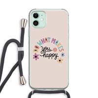 CaseCompany Happy days: iPhone 11 Transparant Hoesje met koord