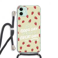 CaseCompany Don't forget to have a great day: iPhone 11 Transparant Hoesje met koord