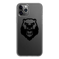 CaseCompany Angry Bear (black): iPhone 11 Pro Transparant Hoesje