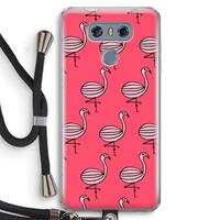 CaseCompany Flamingo: LG G6 Transparant Hoesje met koord