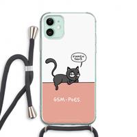 CaseCompany GSM poes: iPhone 11 Transparant Hoesje met koord