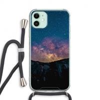 CaseCompany Travel to space: iPhone 11 Transparant Hoesje met koord