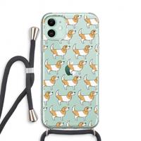 CaseCompany Doggy: iPhone 11 Transparant Hoesje met koord