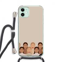 CaseCompany Girls girls girls: iPhone 11 Transparant Hoesje met koord