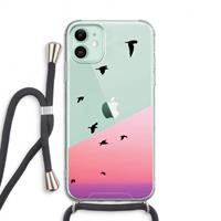 CaseCompany Fly away: iPhone 11 Transparant Hoesje met koord