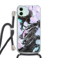 CaseCompany Pastel zwart: iPhone 11 Transparant Hoesje met koord