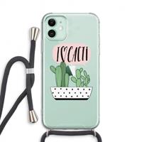 CaseCompany I love cacti: iPhone 11 Transparant Hoesje met koord