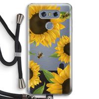 CaseCompany Sunflower and bees: LG G6 Transparant Hoesje met koord
