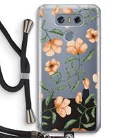 CaseCompany Peachy flowers: LG G6 Transparant Hoesje met koord