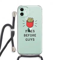 CaseCompany Fries before guys: iPhone 11 Transparant Hoesje met koord