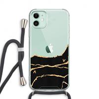 CaseCompany Gouden marmer: iPhone 11 Transparant Hoesje met koord