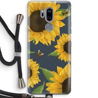 CaseCompany Sunflower and bees: LG G7 Thinq Transparant Hoesje met koord