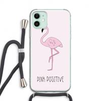 CaseCompany Pink positive: iPhone 11 Transparant Hoesje met koord