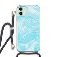 CaseCompany Waterverf blauw: iPhone 11 Transparant Hoesje met koord