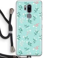 CaseCompany Small white flowers: LG G7 Thinq Transparant Hoesje met koord
