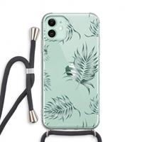 CaseCompany Simple leaves: iPhone 11 Transparant Hoesje met koord