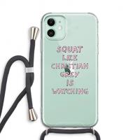 CaseCompany Christian Grey: iPhone 11 Transparant Hoesje met koord