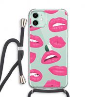 CaseCompany Bite my lip: iPhone 11 Transparant Hoesje met koord