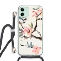 CaseCompany Japanse bloemen: iPhone 11 Transparant Hoesje met koord