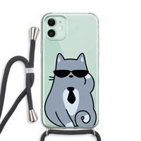 CaseCompany Cool cat: iPhone 11 Transparant Hoesje met koord