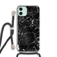 CaseCompany Zwart Marmer 2: iPhone 11 Transparant Hoesje met koord