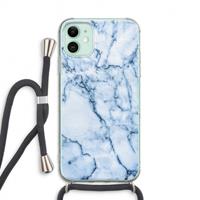 CaseCompany Blauw marmer: iPhone 11 Transparant Hoesje met koord