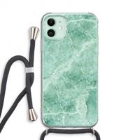 CaseCompany Groen marmer: iPhone 11 Transparant Hoesje met koord