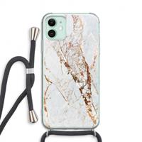 CaseCompany Goud marmer: iPhone 11 Transparant Hoesje met koord