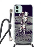 CaseCompany Spaceman: iPhone 11 Transparant Hoesje met koord