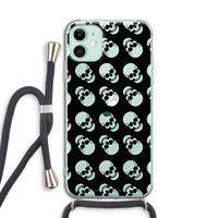 CaseCompany Musketon Skulls: iPhone 11 Transparant Hoesje met koord