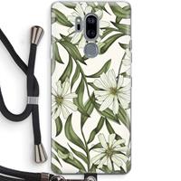 CaseCompany Wit bloemenpatroon: LG G7 Thinq Transparant Hoesje met koord