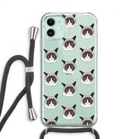 CaseCompany It's a Purrr Case: iPhone 11 Transparant Hoesje met koord