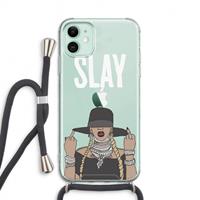 CaseCompany Slay All Day: iPhone 11 Transparant Hoesje met koord